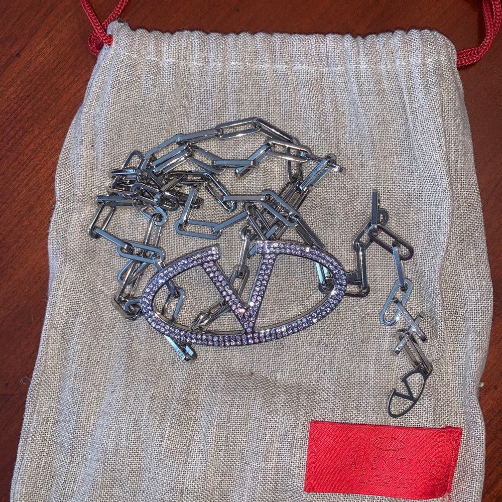 Valentino Garavani Rhinestone Logo Belt